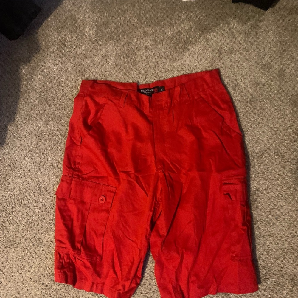 DWNTWN Red Cargo Shorts – Men’s Size 36 Utility Streetwear